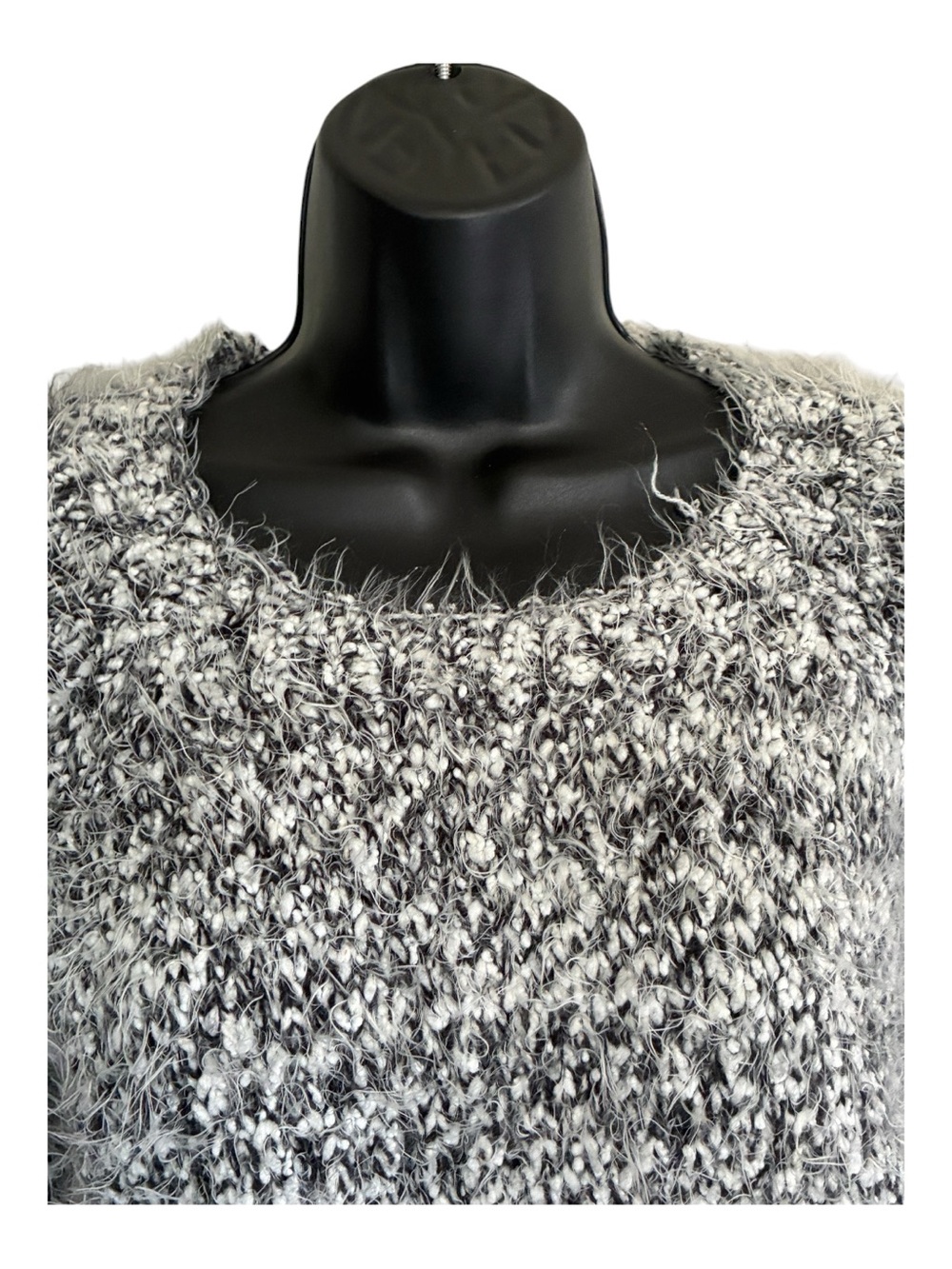 JOA Cozy Marled Gray Fuzzy Grunge Knit Sweater Size S - Picture 3 of 7